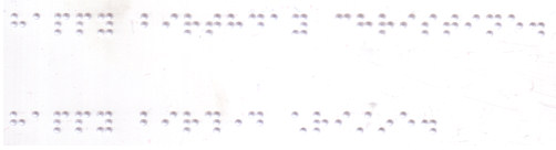 Happy Birthday Christine shown in Grade 1 Braille on the first line and Grade 2 on the second. Grade 2 uses contractions to make the message shorter.